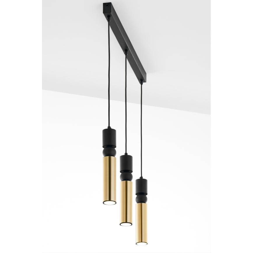 Jupiter 2007 - Пендел ALAS 3xGU10/10W/230V златист/черен