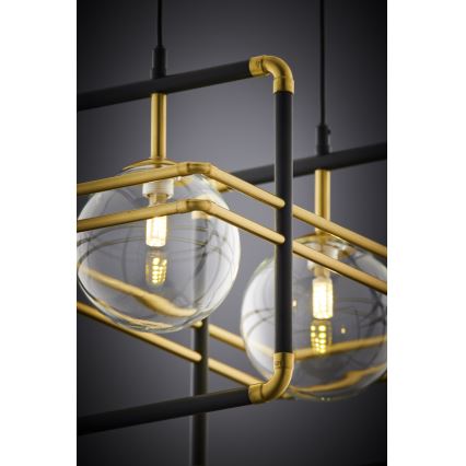 Jupiter 2029 - Пендел FIORI 2xG9/10W/230V черен/златист/прозрачен