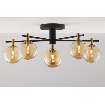 Jupiter 2033 - Полилей за повърхностен монтаж FIGARO 6xG9/10W/230V черен/златист/бежов