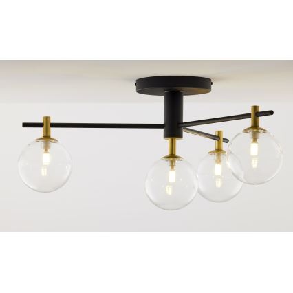Jupiter 2034 - Полилей за повърхностен монтаж FIGARO 4xG9/10W/230V черен/златист/бежов/прозрачен