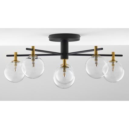 Jupiter 2036 - Полилей за повърхностен монтаж FIGARO 6xG9/10W/230V черен/златист/бежов/прозрачен
