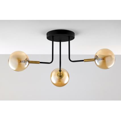 Jupiter 2037 - Висящ полилей BURANO 3xG9/10W/230V черен/златист/бежов