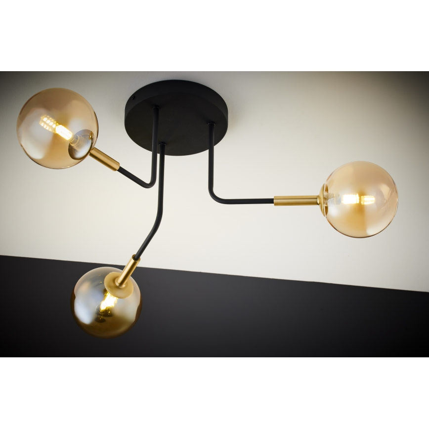 Jupiter 2037 - Висящ полилей BURANO 3xG9/10W/230V черен/златист/бежов