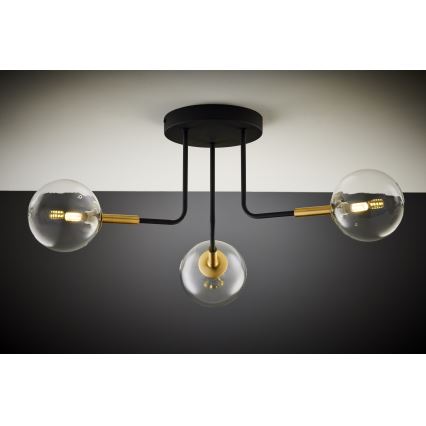 Jupiter 2039 - Висящ полилей BURANO 3xG9/10W/230V черен/златист/прозрачен