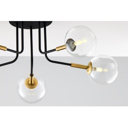 Jupiter 2040 - Висящ полилей BURANO 5xG9/10W/230V черен/златист/прозрачен