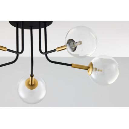 Jupiter 2040 - Висящ полилей BURANO 5xG9/10W/230V черен/златист/прозрачен