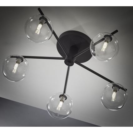 Jupiter 2046 - Полилей за повърхностен монтаж PRATO 5xG9/10W/230V черен/прозрачен