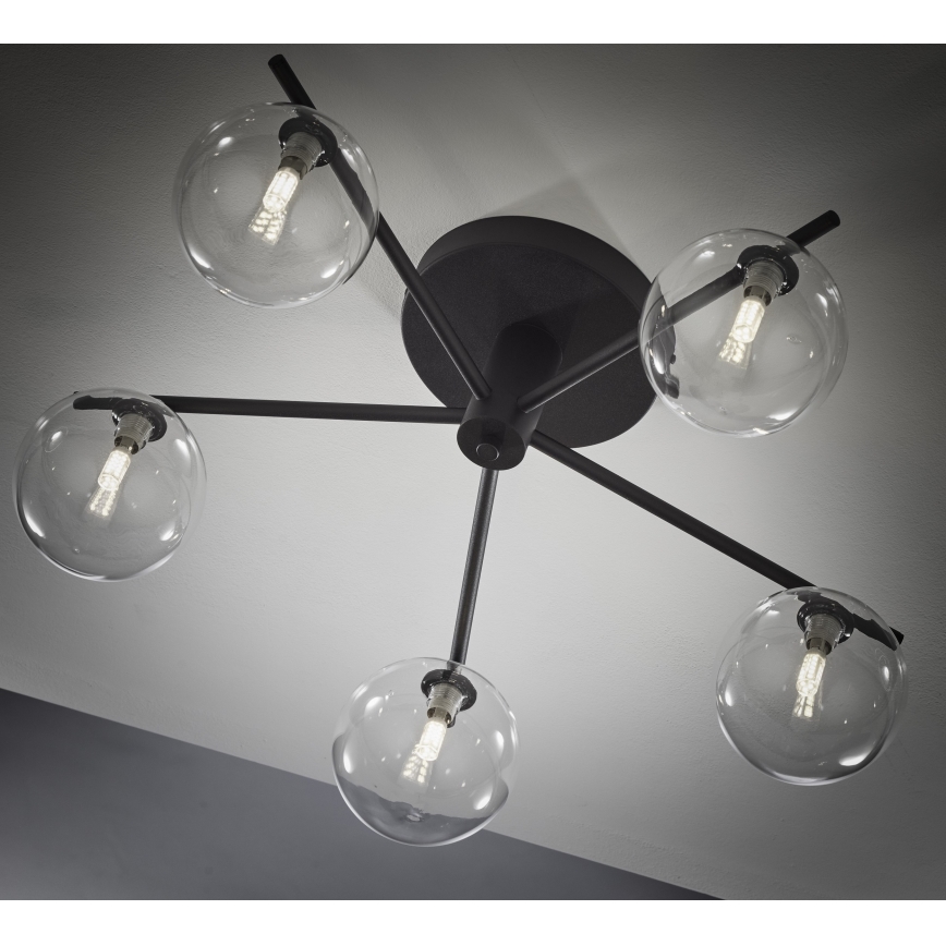 Jupiter 2046 - Полилей за повърхностен монтаж PRATO 5xG9/10W/230V черен/прозрачен