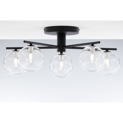 Jupiter 2046 - Полилей за повърхностен монтаж PRATO 5xG9/10W/230V черен/прозрачен