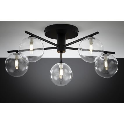 Jupiter 2046 - Полилей за повърхностен монтаж PRATO 5xG9/10W/230V черен/прозрачен