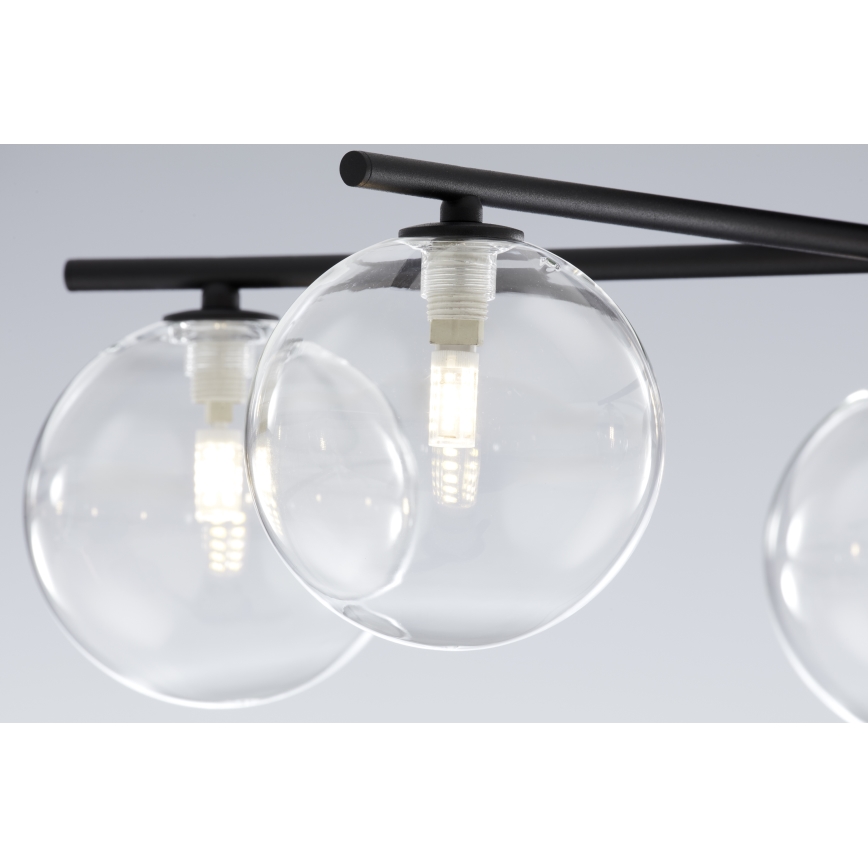 Jupiter 2046 - Полилей за повърхностен монтаж PRATO 5xG9/10W/230V черен/прозрачен