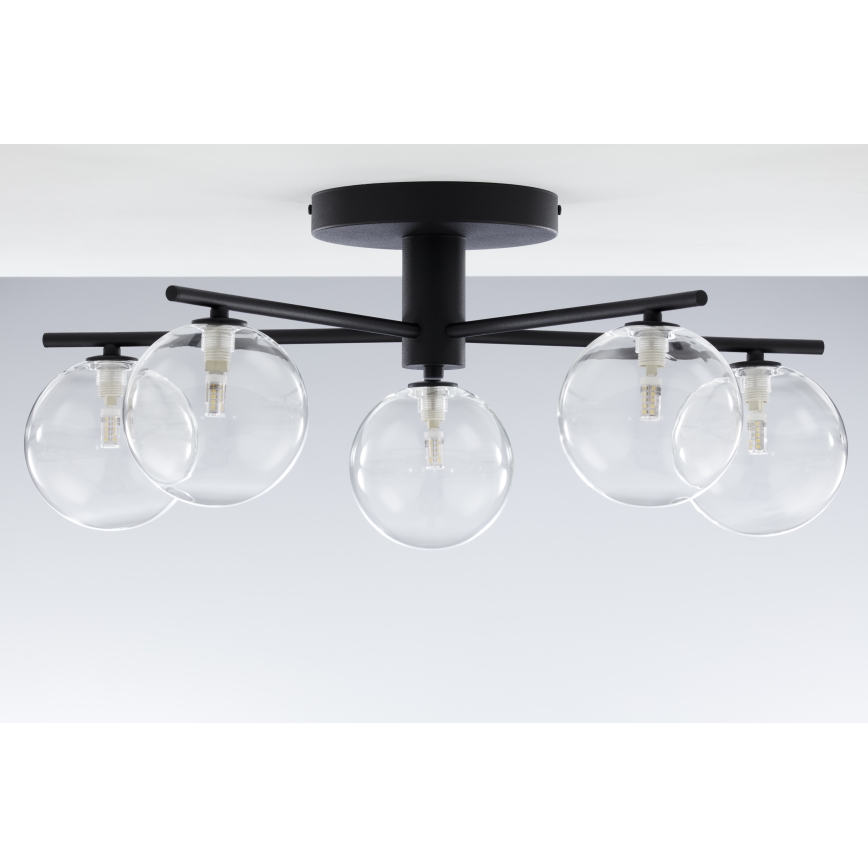 Jupiter 2046 - Полилей за повърхностен монтаж PRATO 5xG9/10W/230V черен/прозрачен