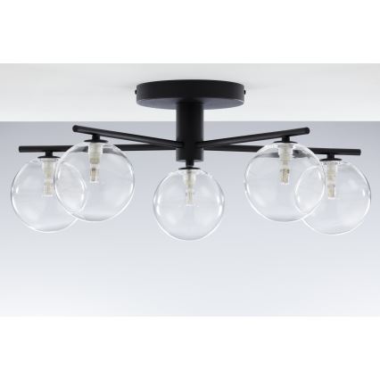 Jupiter 2046 - Полилей за повърхностен монтаж PRATO 5xG9/10W/230V черен/прозрачен