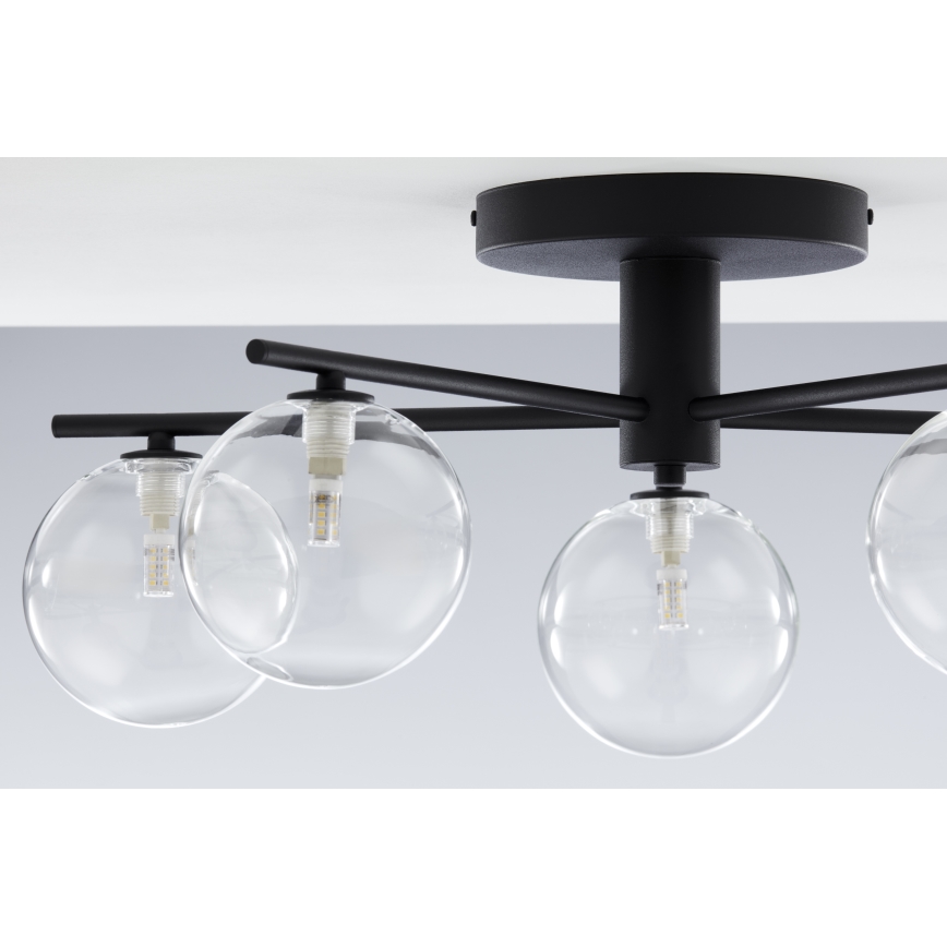 Jupiter 2046 - Полилей за повърхностен монтаж PRATO 5xG9/10W/230V черен/прозрачен