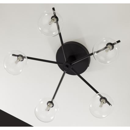 Jupiter 2046 - Полилей за повърхностен монтаж PRATO 5xG9/10W/230V черен/прозрачен