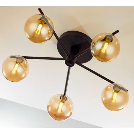 Jupiter 2047 - Полилей за повърхностен монтаж PRATO 5xG9/10W/230V черен/бежов