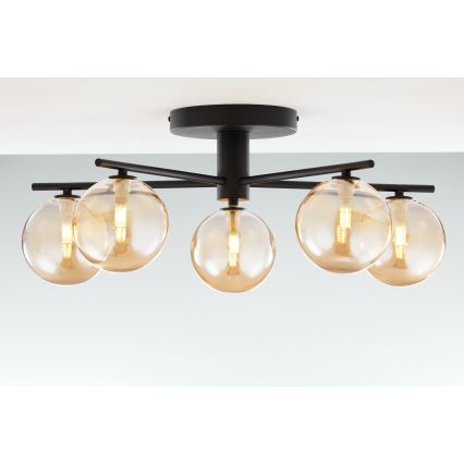 Jupiter 2047 - Полилей за повърхностен монтаж PRATO 5xG9/10W/230V черен/бежов