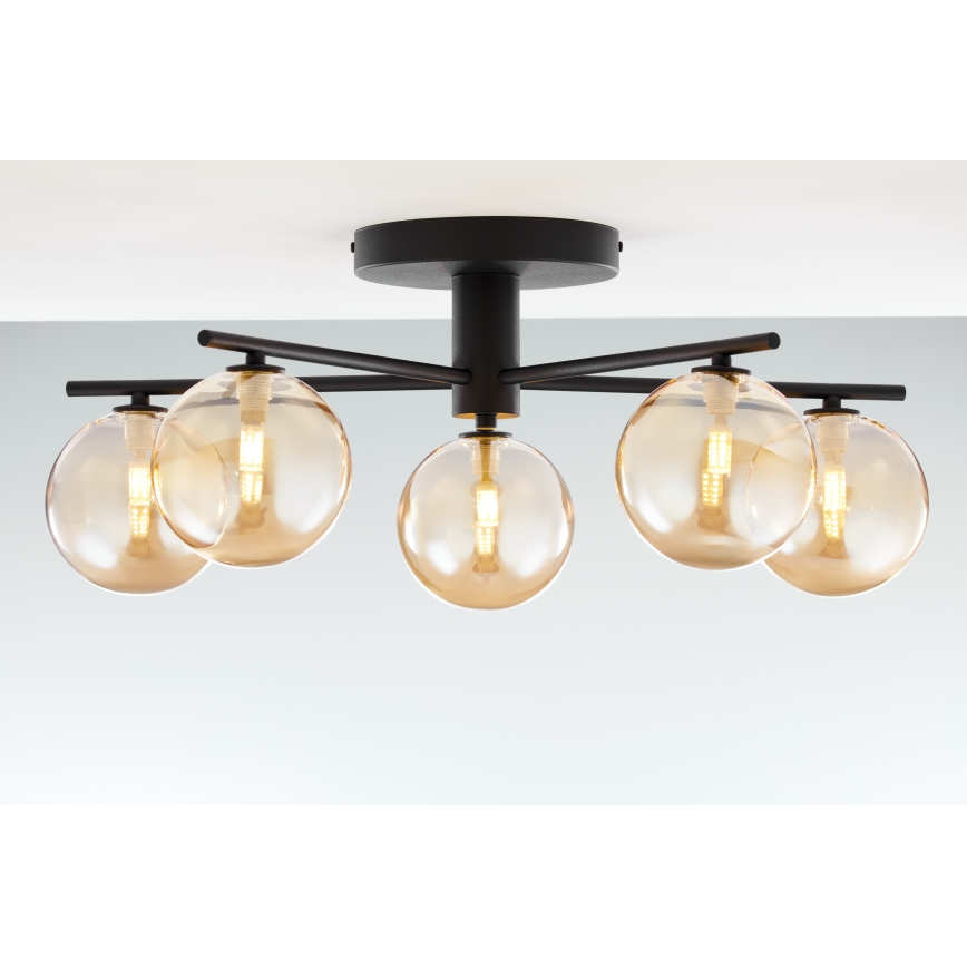 Jupiter 2047 - Полилей за повърхностен монтаж PRATO 5xG9/10W/230V черен/бежов