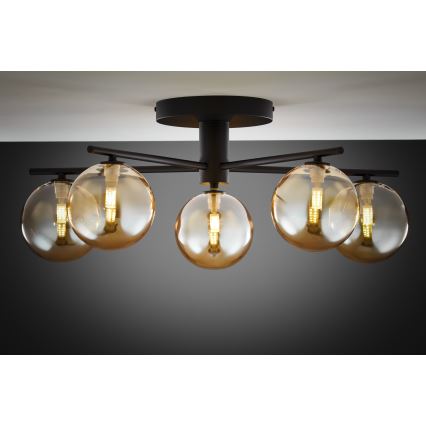 Jupiter 2047 - Полилей за повърхностен монтаж PRATO 5xG9/10W/230V черен/бежов