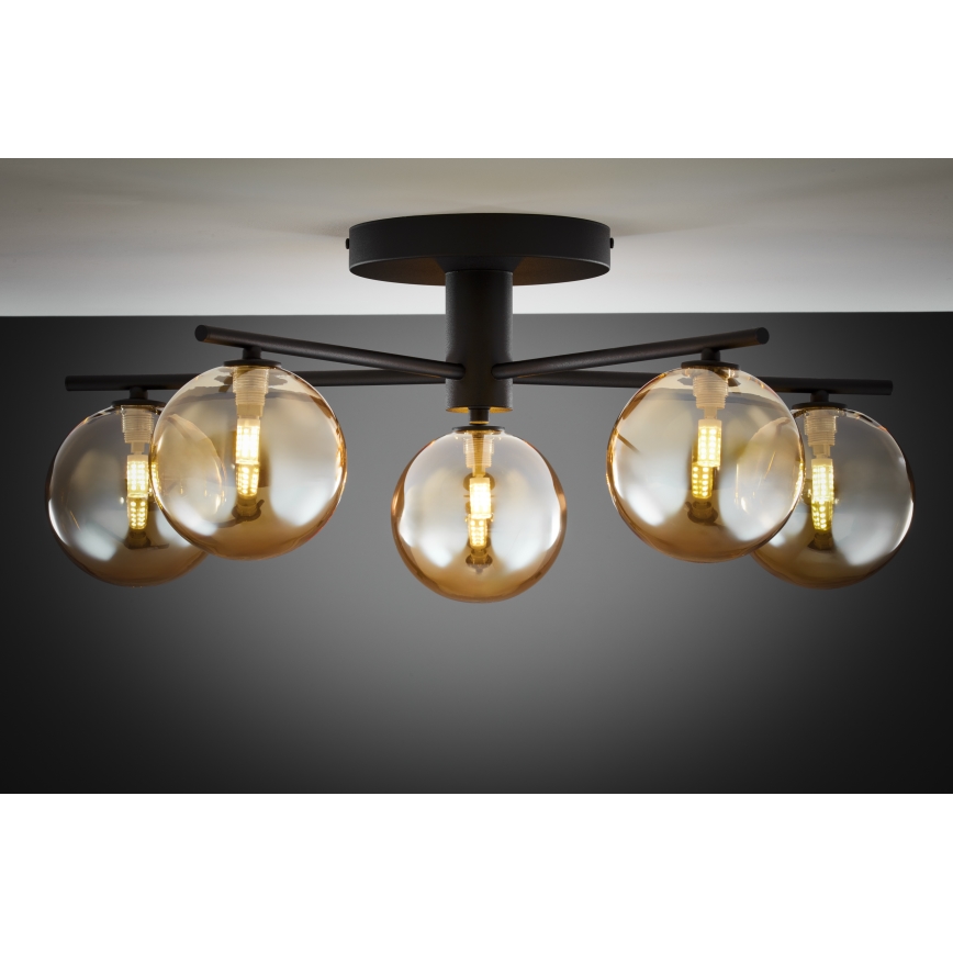 Jupiter 2047 - Полилей за повърхностен монтаж PRATO 5xG9/10W/230V черен/бежов