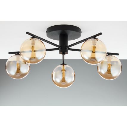 Jupiter 2047 - Полилей за повърхностен монтаж PRATO 5xG9/10W/230V черен/бежов