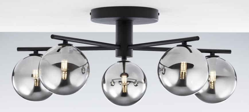 Jupiter 2048 - Повърхностно монтиран полилей PRATO 5xG9/14W/230V черно/димчато сиво