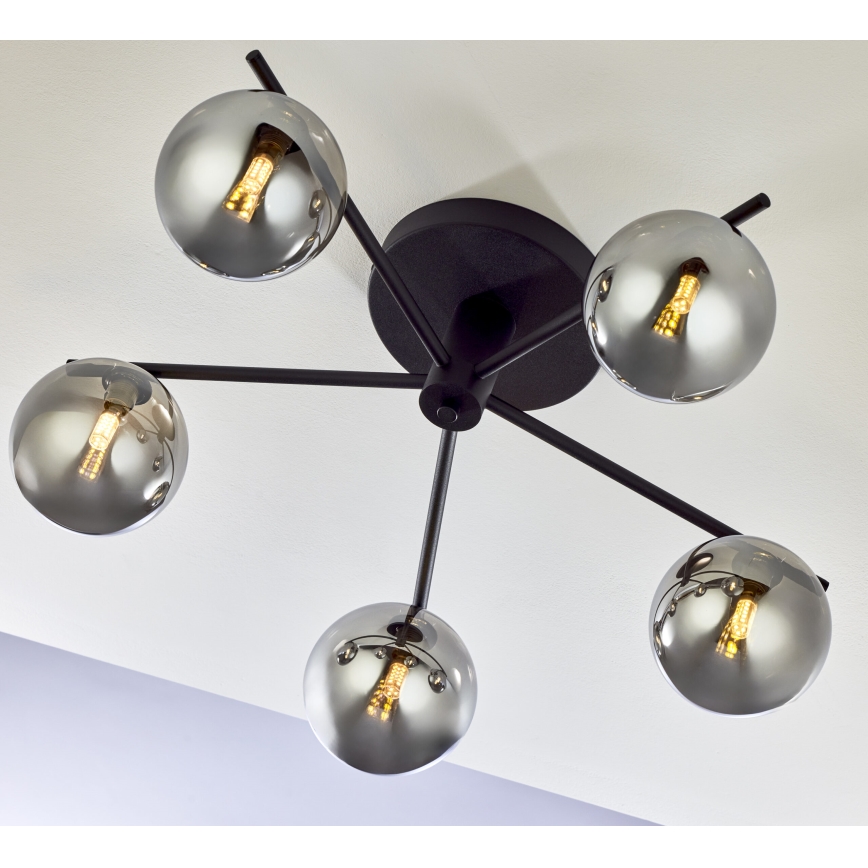 Jupiter 2048 - Повърхностно монтиран полилей PRATO 5xG9/14W/230V черно/димчато сиво