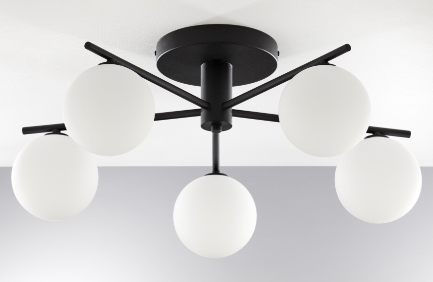 Jupiter 2049 - Полилей за директен монтаж PRATO 5xG9/14W/230V черно/бяло