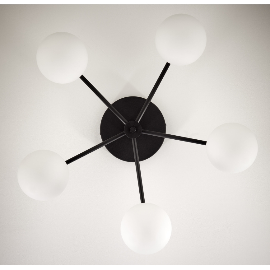 Jupiter 2049 - Полилей за директен монтаж PRATO 5xG9/14W/230V черно/бяло