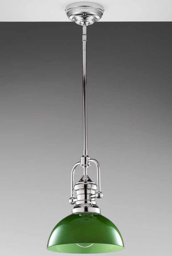 Jupiter 2071 - Пендел на тръба PLATINO 1xE27/15W/230V зелен/лъскав хром