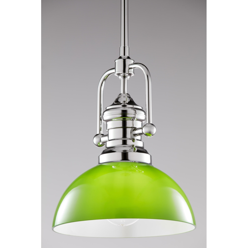 Jupiter 2071 - Пендел на тръба PLATINO 1xE27/15W/230V зелен/лъскав хром
