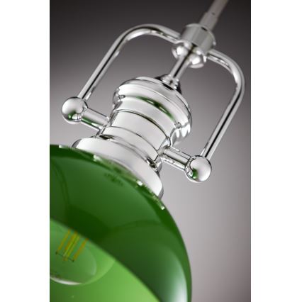 Jupiter 2071 - Пендел на тръба PLATINO 1xE27/15W/230V зелен/лъскав хром