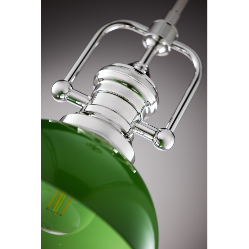 Jupiter 2071 - Пендел на тръба PLATINO 1xE27/15W/230V зелен/лъскав хром