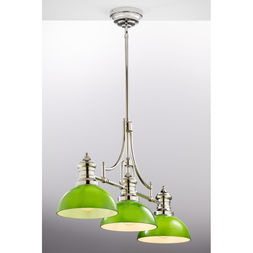 Jupiter 2072 - Полилей на штанга PLATINO 3xE27/15W/230V зелен/лъскав хром