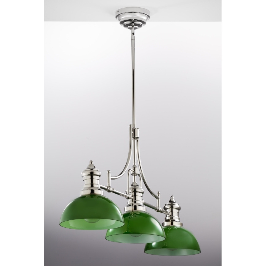 Jupiter 2072 - Полилей на штанга PLATINO 3xE27/15W/230V зелен/лъскав хром