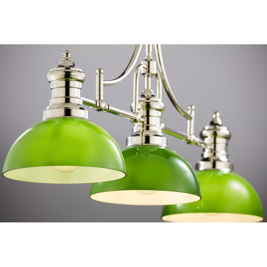 Jupiter 2072 - Полилей на штанга PLATINO 3xE27/15W/230V зелен/лъскав хром
