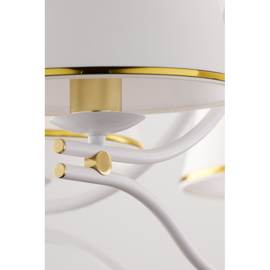 Jupiter 2084 - Полилей на верига SAMBA 5xE27/15W/230V бял/златист