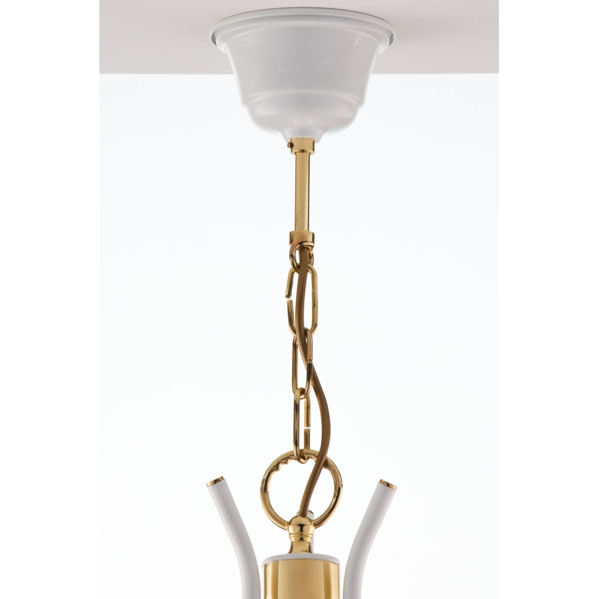 Jupiter 2085 - Полилей на верига SAMBA 3xE27/15W/230V бял/златист