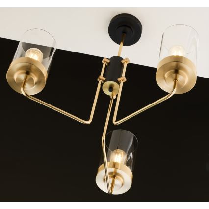 Jupiter 2087 - Полилей на тръба RAMIREZ 3xE27/15W/230V златист/черен