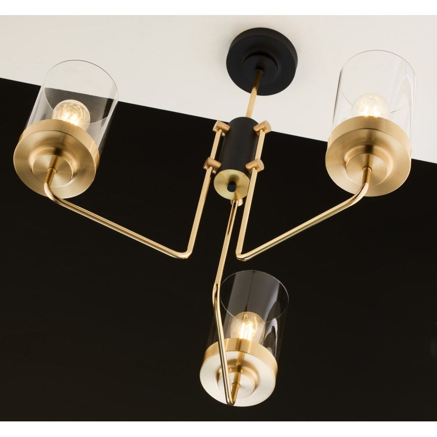 Jupiter 2087 - Полилей на тръба RAMIREZ 3xE27/15W/230V златист/черен