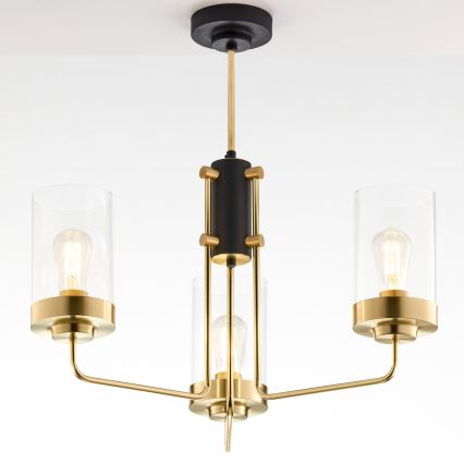 Jupiter 2087 - Полилей на тръба RAMIREZ 3xE27/15W/230V златист/черен