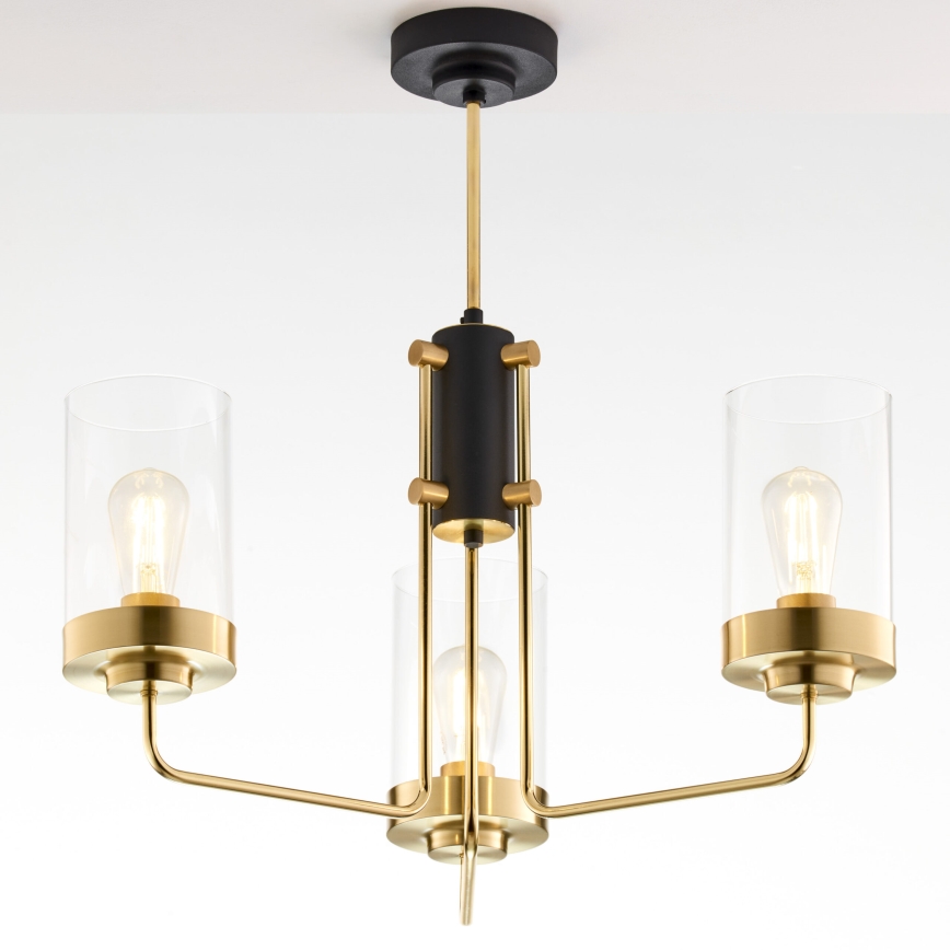 Jupiter 2087 - Полилей на тръба RAMIREZ 3xE27/15W/230V златист/черен