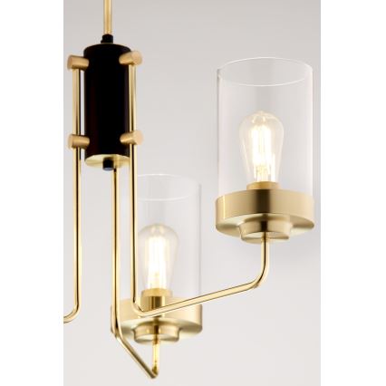 Jupiter 2087 - Полилей на тръба RAMIREZ 3xE27/15W/230V златист/черен