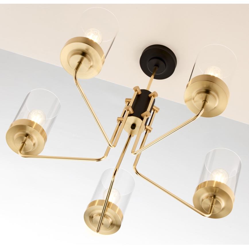 Jupiter 2088 - Полилей с прът RAMIREZ 5xE27/15W/230V златист/черен