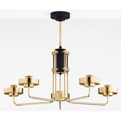 Jupiter 2088 - Полилей с прът RAMIREZ 5xE27/15W/230V златист/черен