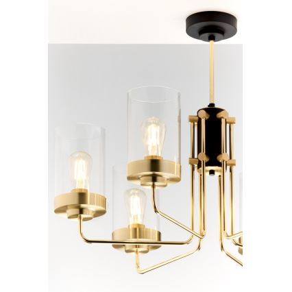 Jupiter 2089 - Полилей на тръба RAMIREZ 6xE27/15W/230V златист/черен