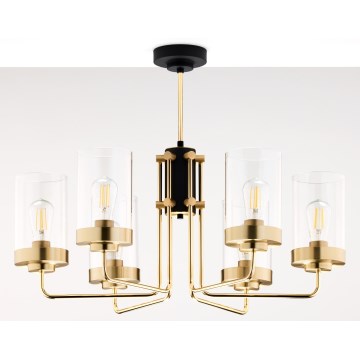 Jupiter 2089 - Полилей на тръба RAMIREZ 6xE27/15W/230V златист/черен