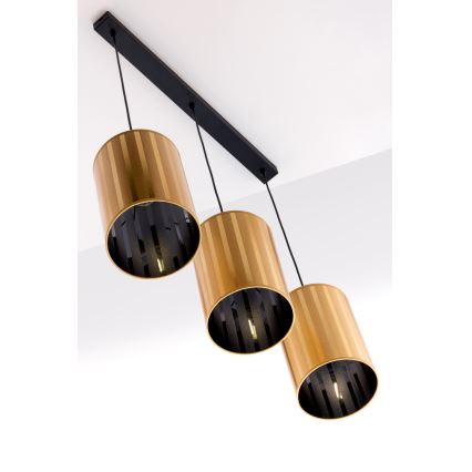 Jupiter 2092 - Полилей на кабел CORTINA 3xE27/15W/230V златист/черен