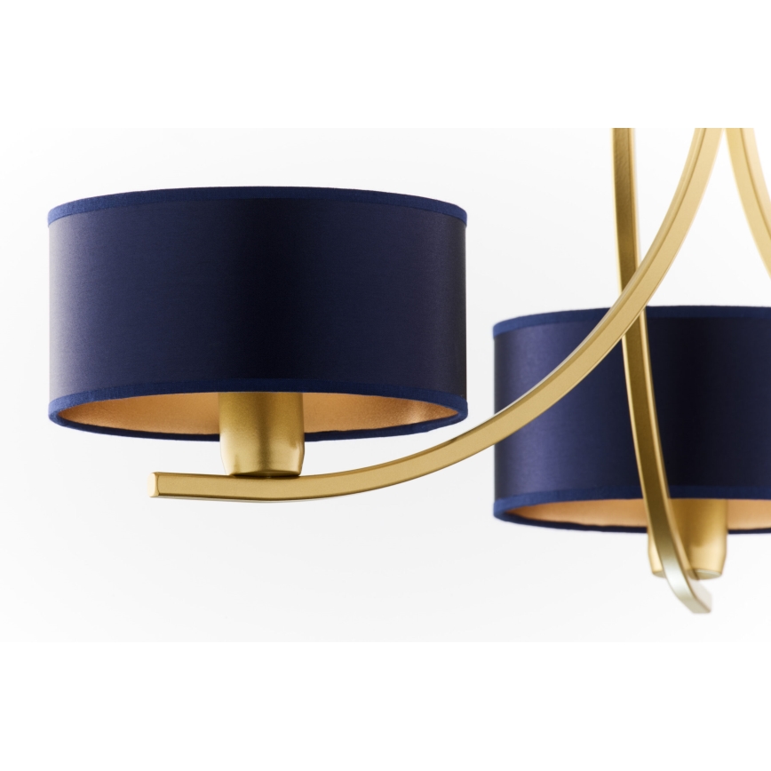 Jupiter 2093 - Полилей на верига ARTHUR 3xE27/15W/230V синьо/златно