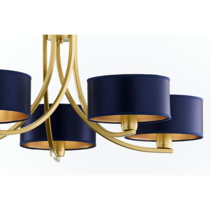 Jupiter 2094 - Полилей на верига ARTHUR 5xE27/15W/230V син/златен